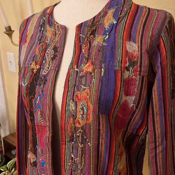Vintage Embroidered Boho‎ Jacket by Chico’s Size 0 - Picture 2 of 3
